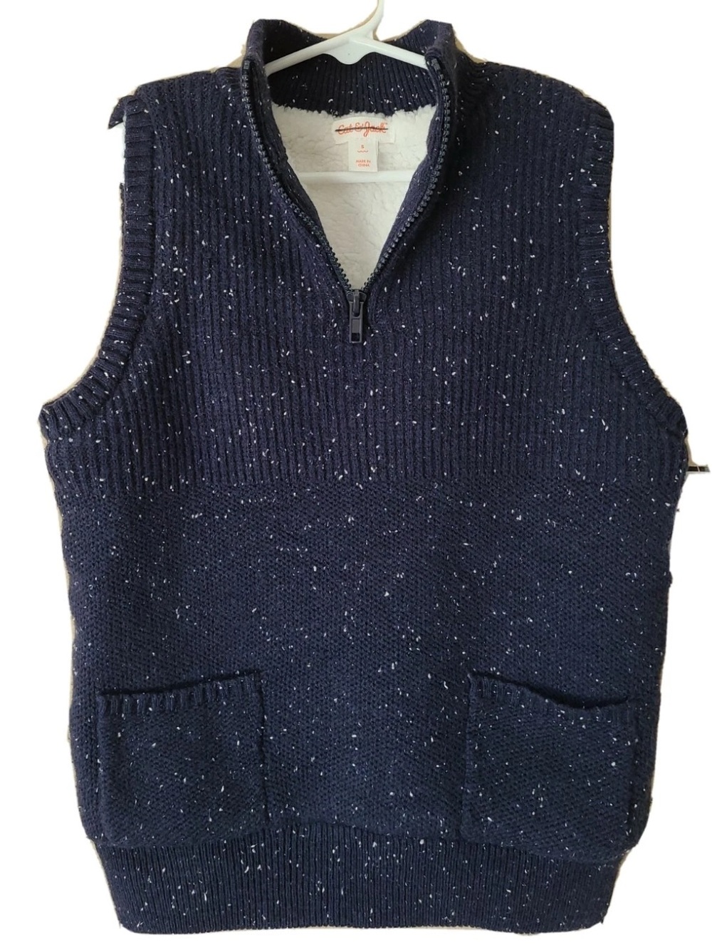 Cat & Jack NEW Sherpa Lined Navy Blue Quarter Zip Sweater Vest Boys Small